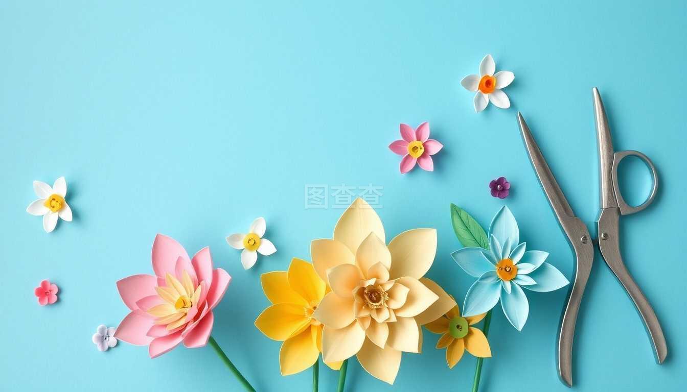 色彩艷麗的紙藝之花 手工紙花與工具的藝術探索